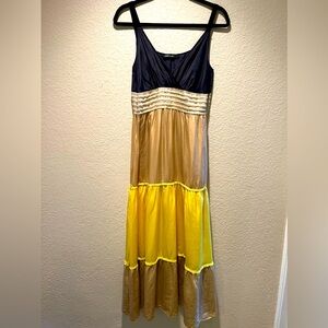Marc Cain 100% Silk Maxi Teared Boho Dress Size Small